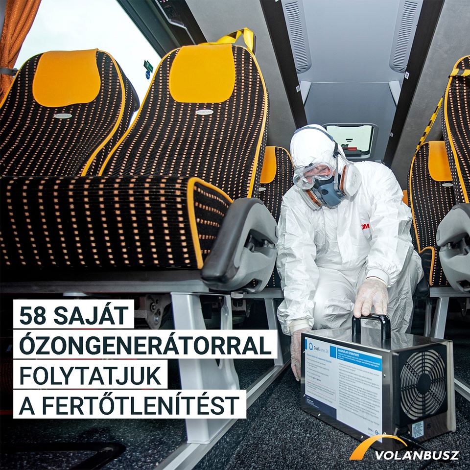 Ózongenerátorokat vásárolt a Volánbusz a hatékony fertőtlenítésért