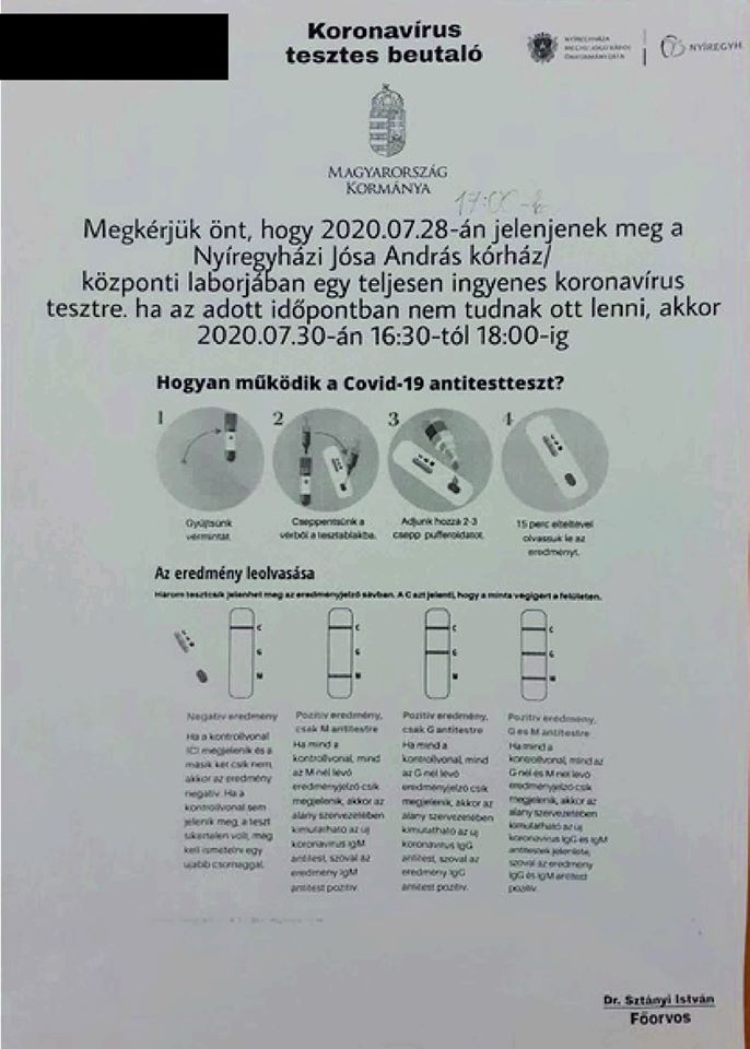 Hamis beutalóval hívnak ingyenes koronavírus-tesztre a kórházba