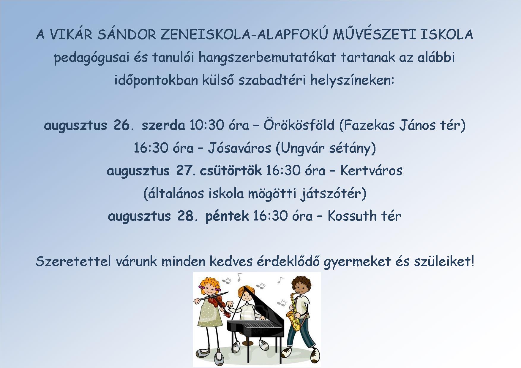 Hangszerbemutatókat tart a Vikár Sándor Zeneiskola 