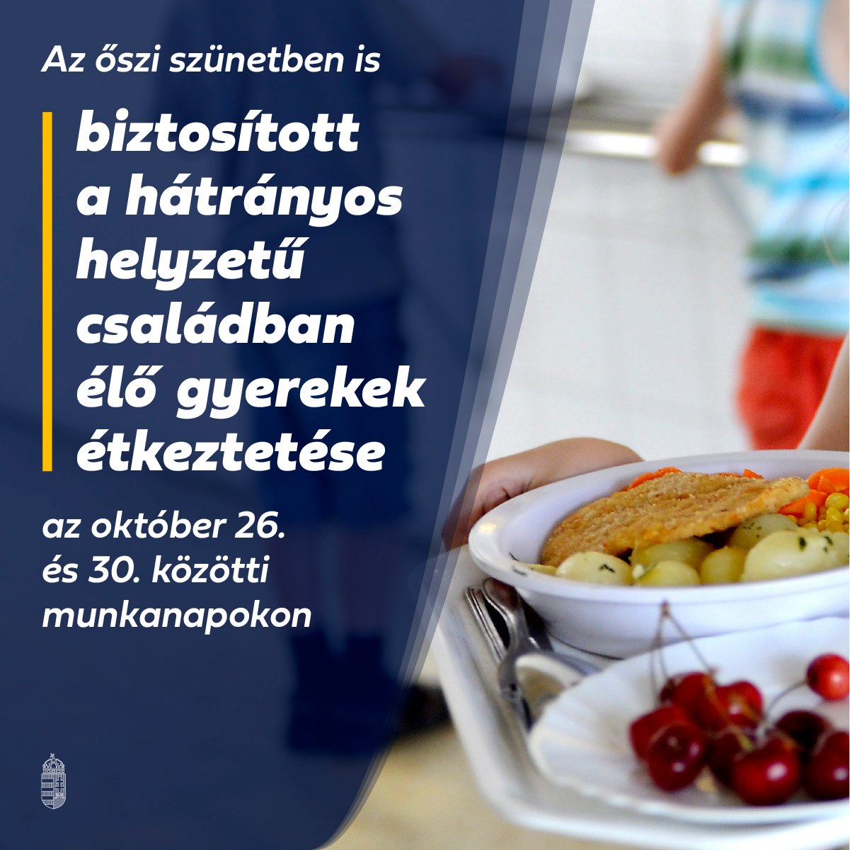 Az őszi szünetben is biztosított a rászoruló gyermekek étkezése