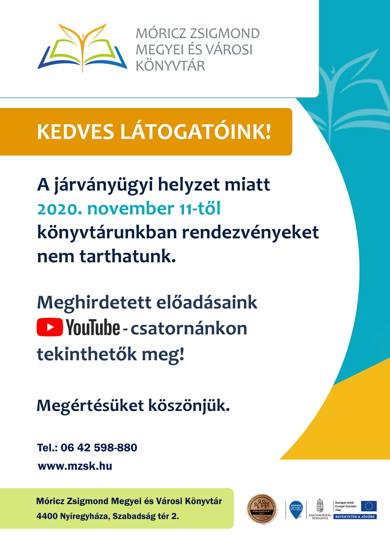 Online tartja meg programjait a nyíregyházi könyvtár