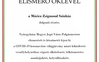 Elismerést kaptak a nyíregyházi színház dolgozói