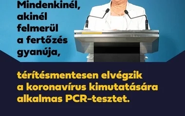Fertőzésgyanú esetén mindenkinek ingyenes a PCR-teszt