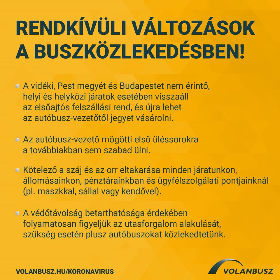 Kötelező a szájmaszk a Volánbuszokon