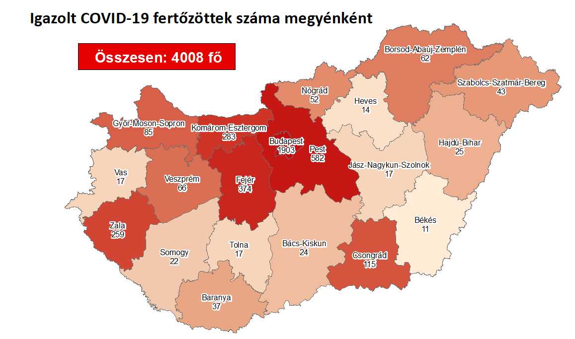 4008 főre nőtt a beazonosított fertőzöttek száma