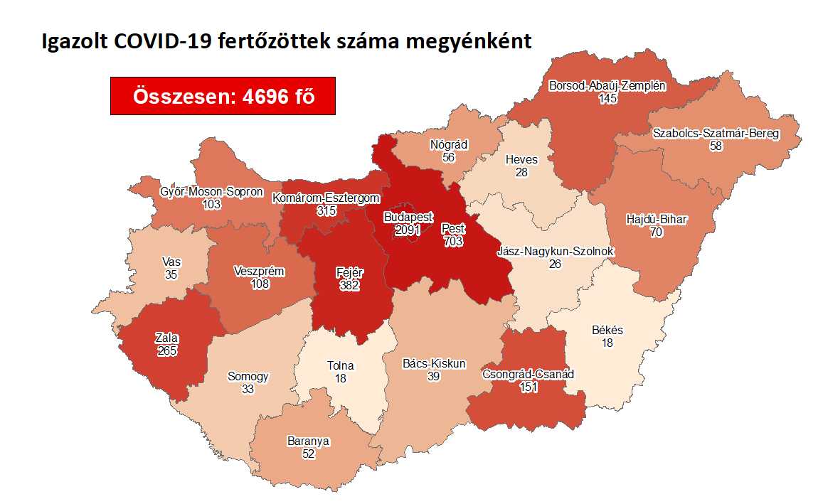 Több mint 40 fővel emelkedett a beazonosított fertőzöttek száma