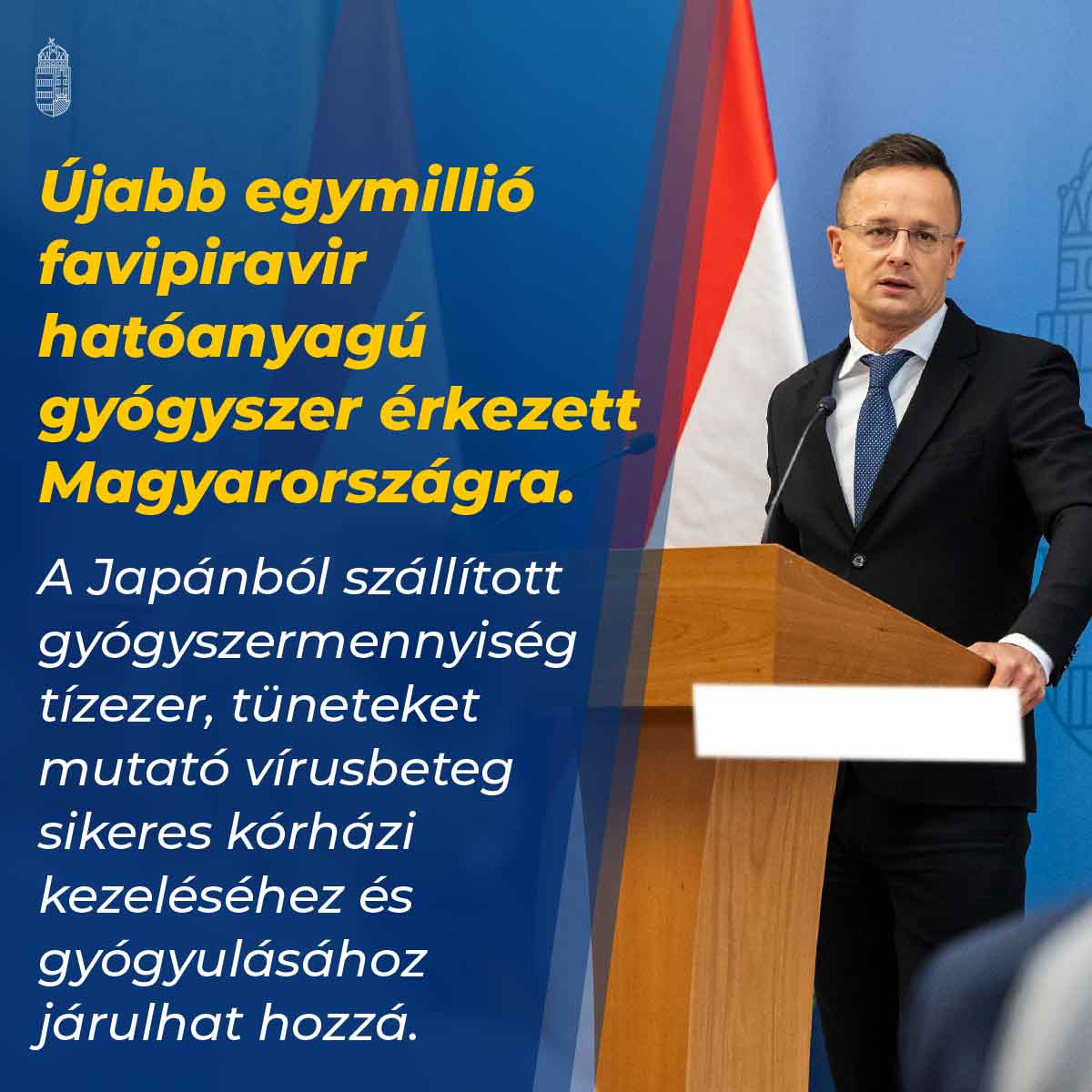 Újabb egymillió favipiravir hatóanyagú gyógyszer érkezett