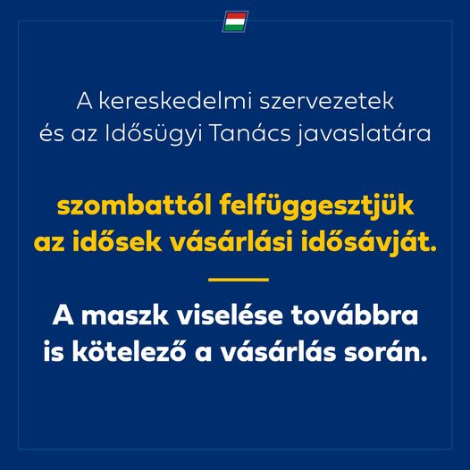 A kormány szombattól felfüggeszti az idősek vásárlási idősávját