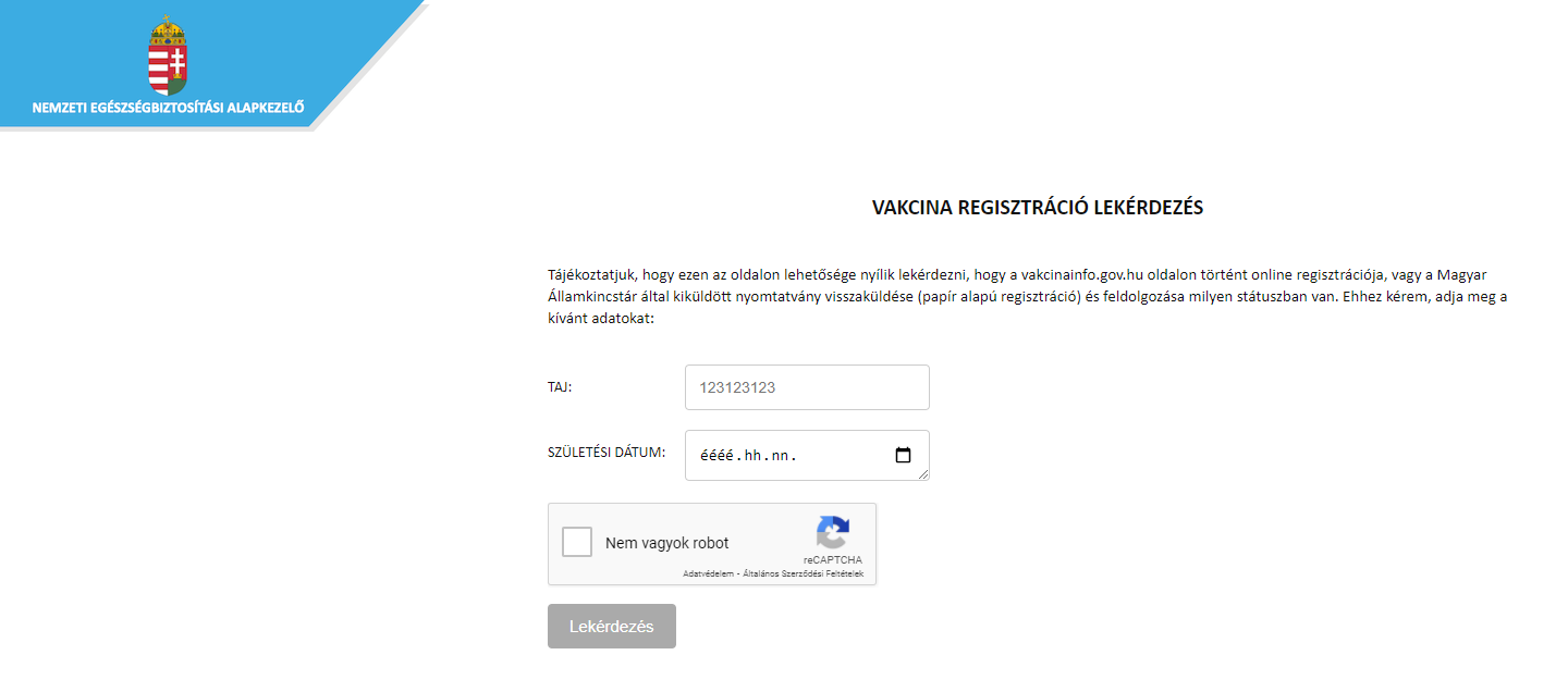 Az oltásra jelentkezők ellenőrizhetik regisztrációjukat