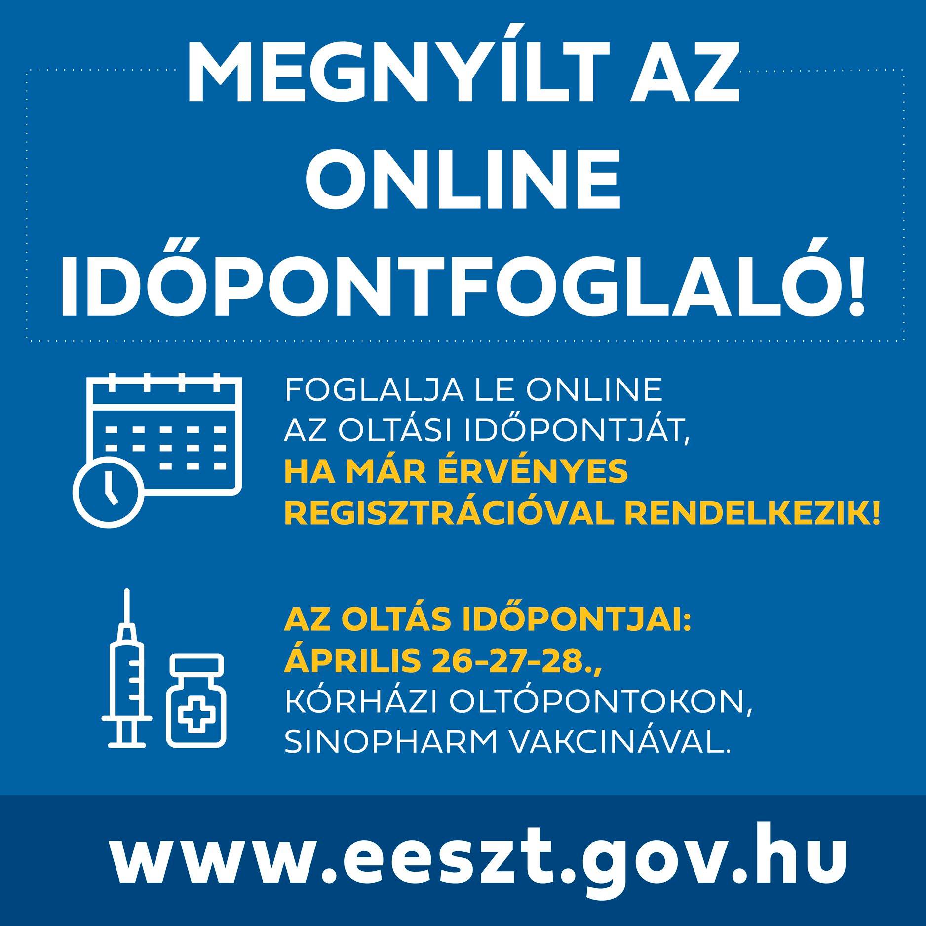 Megnyílt az online időpontfoglaló