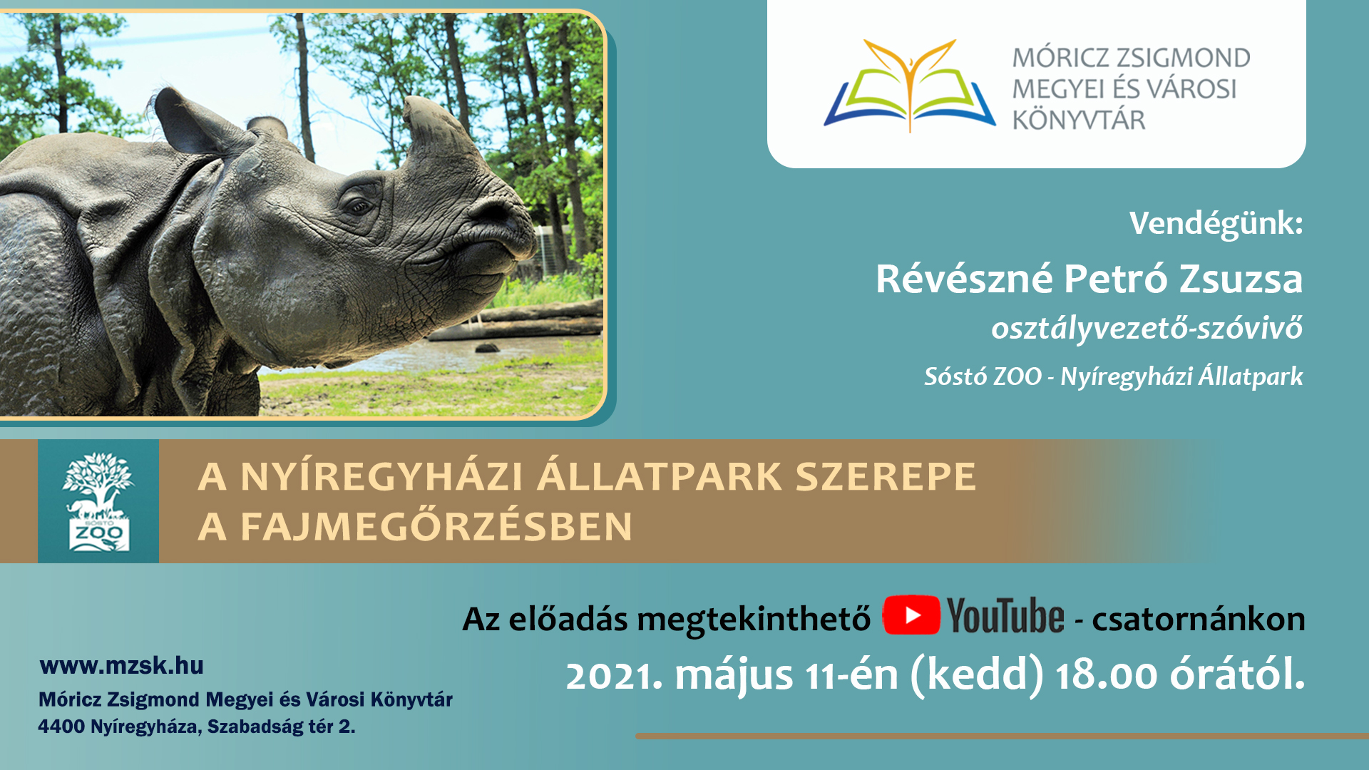 A Nyíregyházi Állatpark fajmegőrzésben betöltött szerepéről hallhatnak előadást