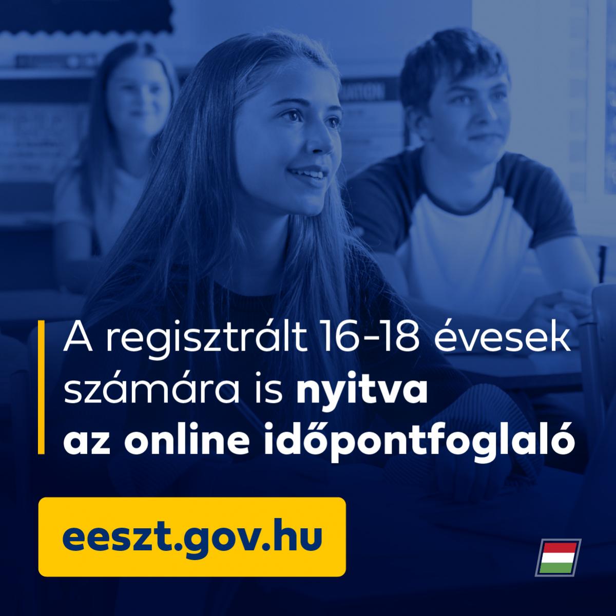 Már a regisztrált 16-18 évesek is tudnak online időpontot foglalni