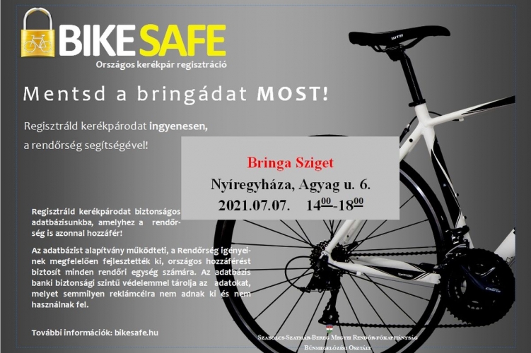 Bike safe regisztrációra várják a nyíregyháziakat