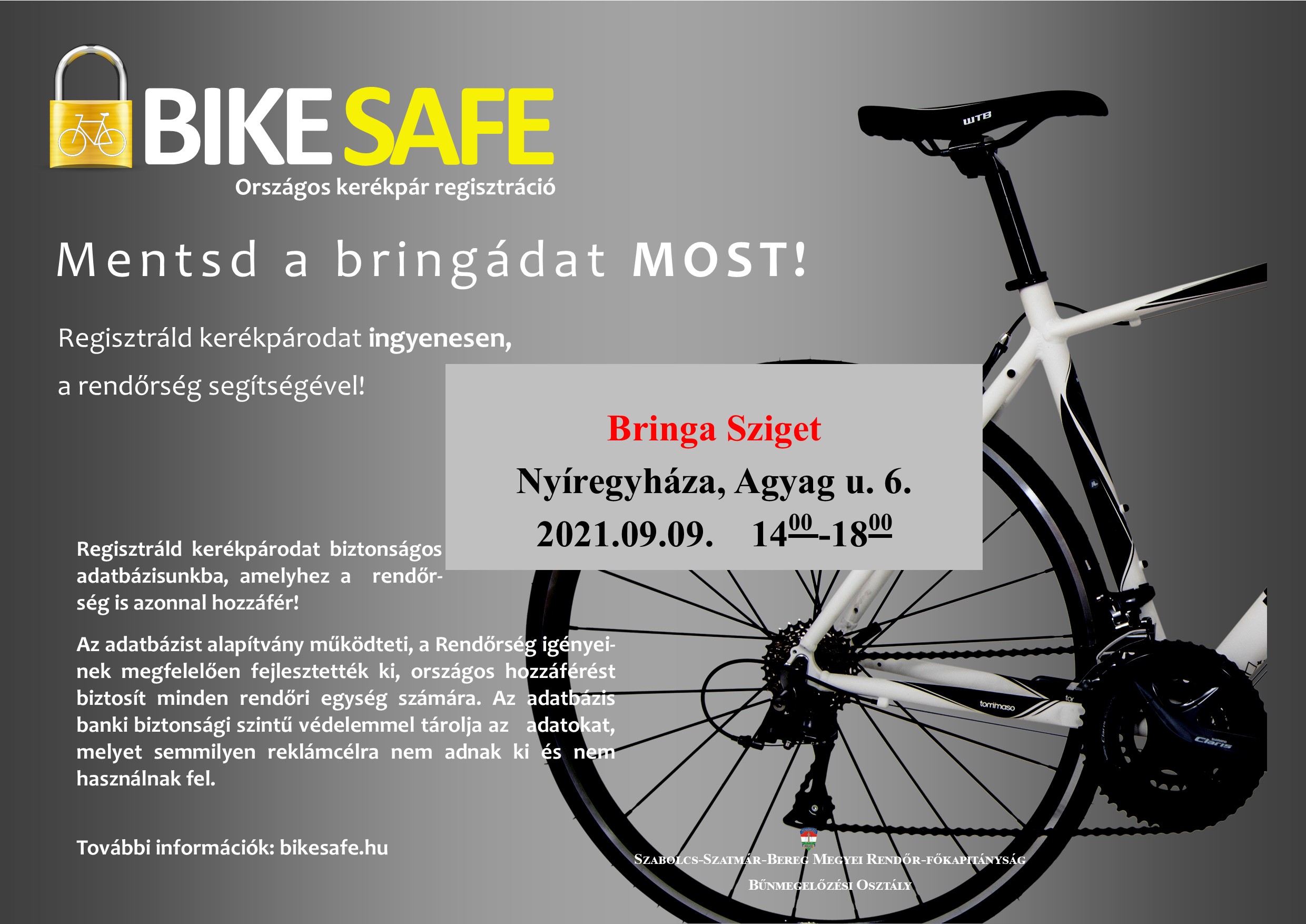 Bikesafe kerékpár-regisztráció Nyíregyházán