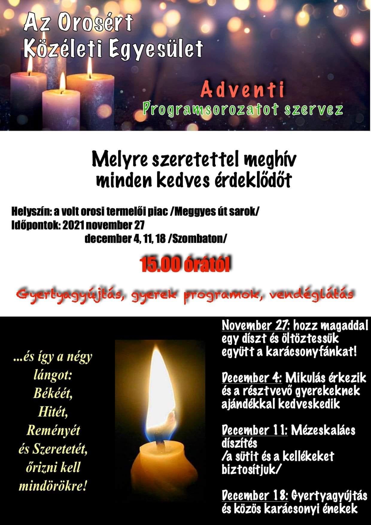 Adventi programsorozat Oroson