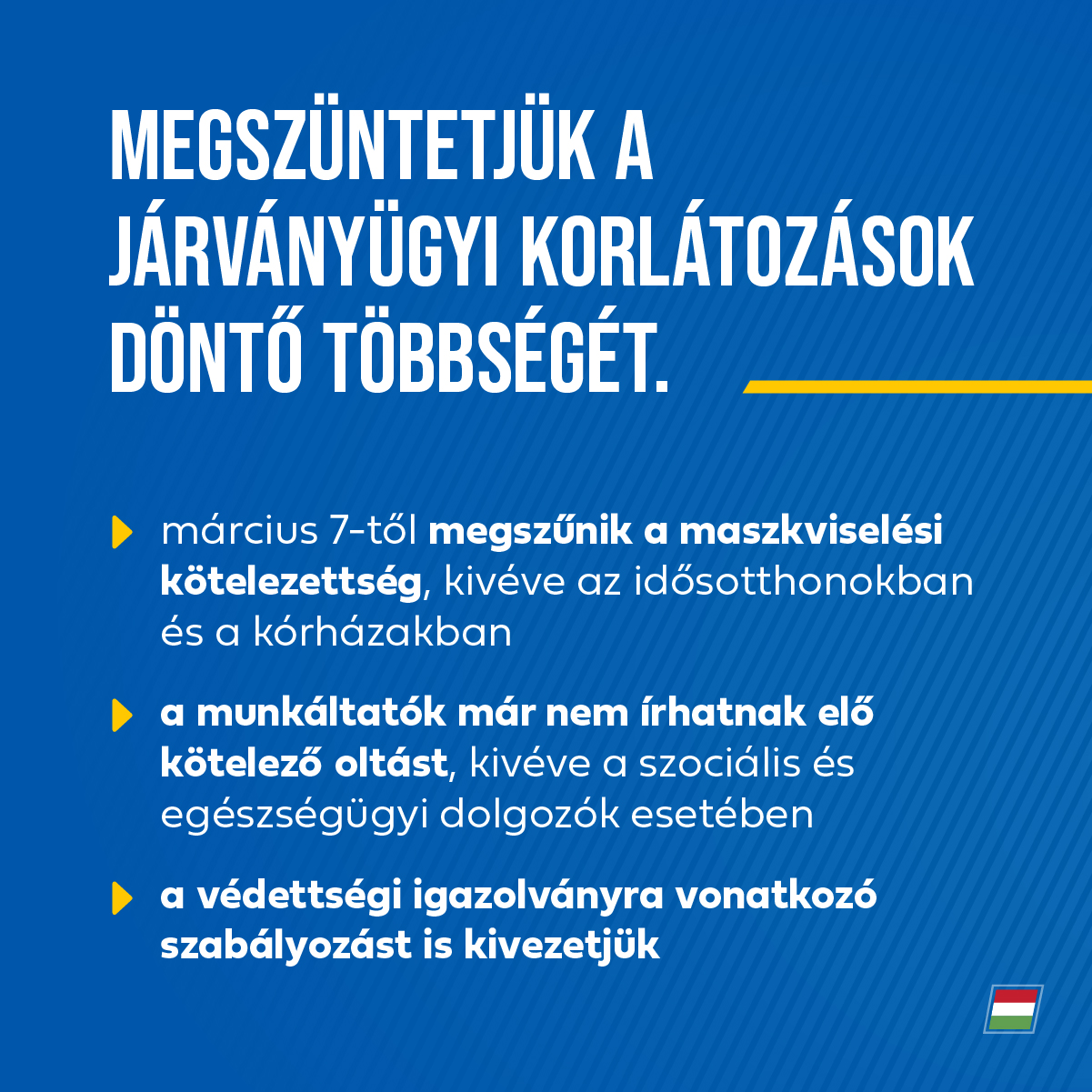 Megszűnik a kötelező maszkviselés is hétfőtől