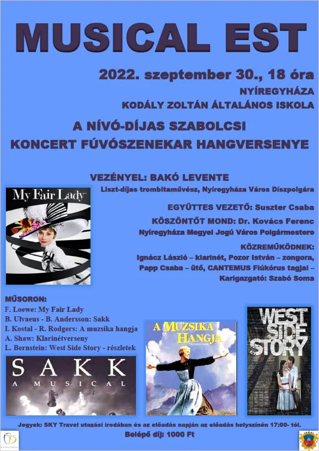 Musical Estre invitál a nívódíjas Szabolcsi Koncert Fúvószenekar