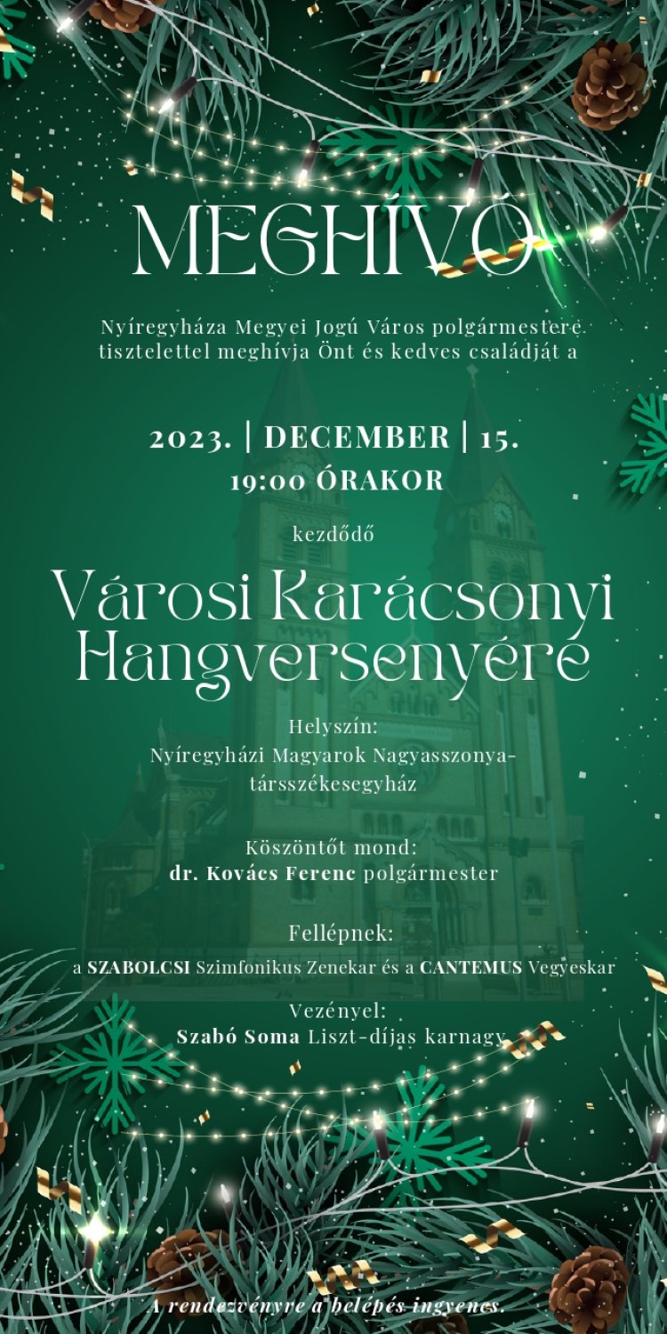 Városi Karácsonyi Hangverseny lesz december 15-én