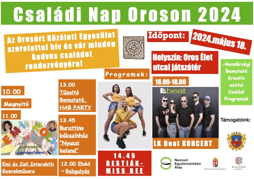 Szombaton családi nap lesz Oroson