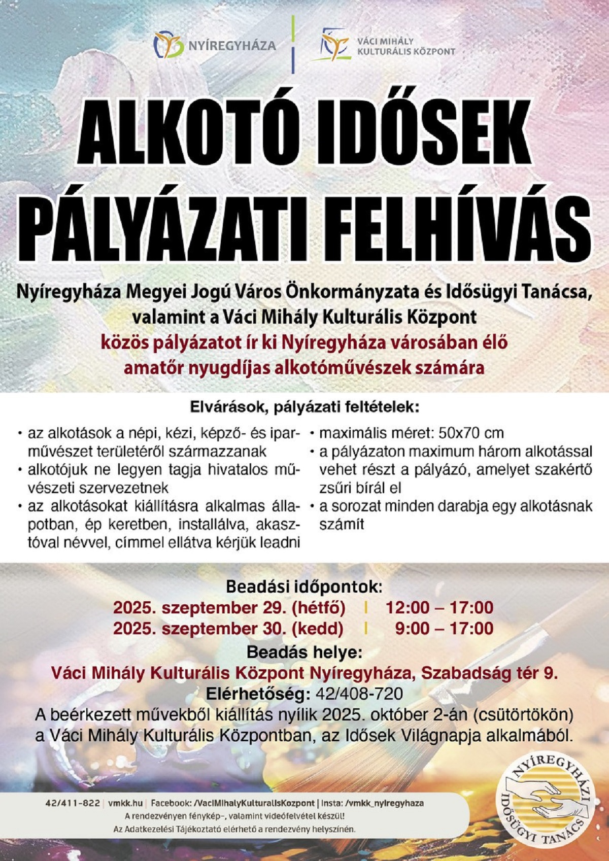 Pályázati felhívás alkotó időseknek Nyíregyházán!