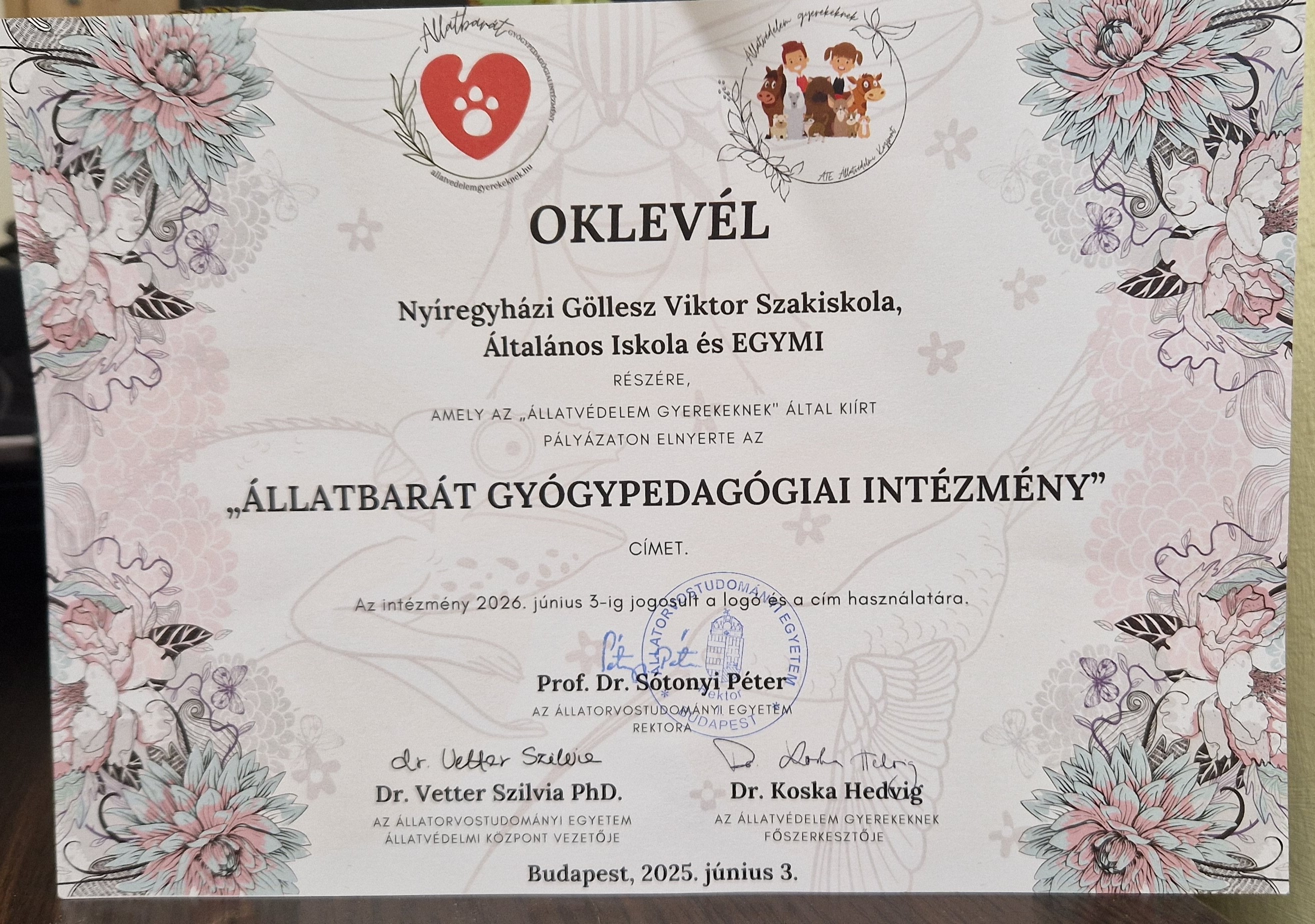 „Állatbarát gyógypedagógiai intézmény” lett a Göllesz