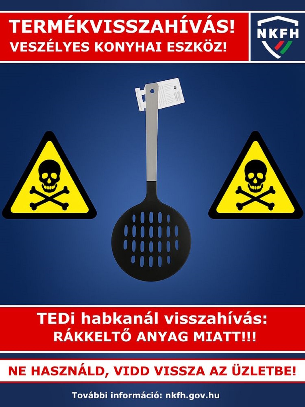 Rákkeltő anyag kioldódásának veszélye miatt hívnak vissza egy konyhai eszközt