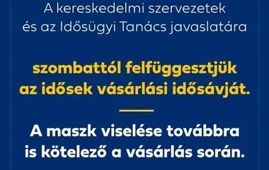 A kormány szombattól felfüggeszti az idősek vásárlási idősávját