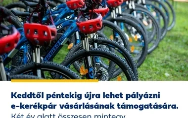 Újabb pályázati forduló indult, jelentős kedvezménnyel lehet e-kerékpárt venni