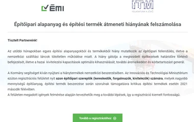 Az építőipari vállalkozások online felületen jelezhetik a hiánytermékeket