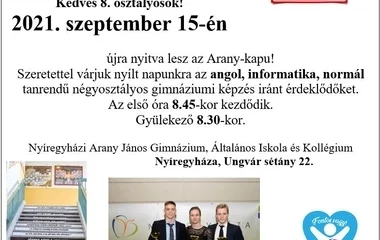 Nyílt nap lesz az Arany gimnáziumban