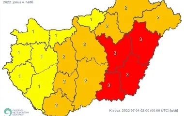 Veszélyjelzést adott ki az OMSZ