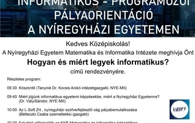 Két informatika fókuszú eseménnyel várja a fiatalokat a Nyíregyházi Egyetem!