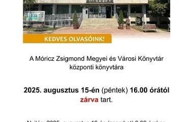 Rövidített nyitva tartás a könyvtárban